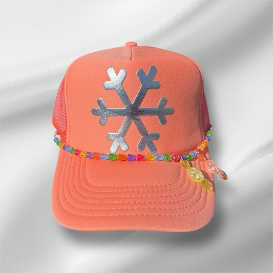 Neon Orange Snowflake with Candy Chain