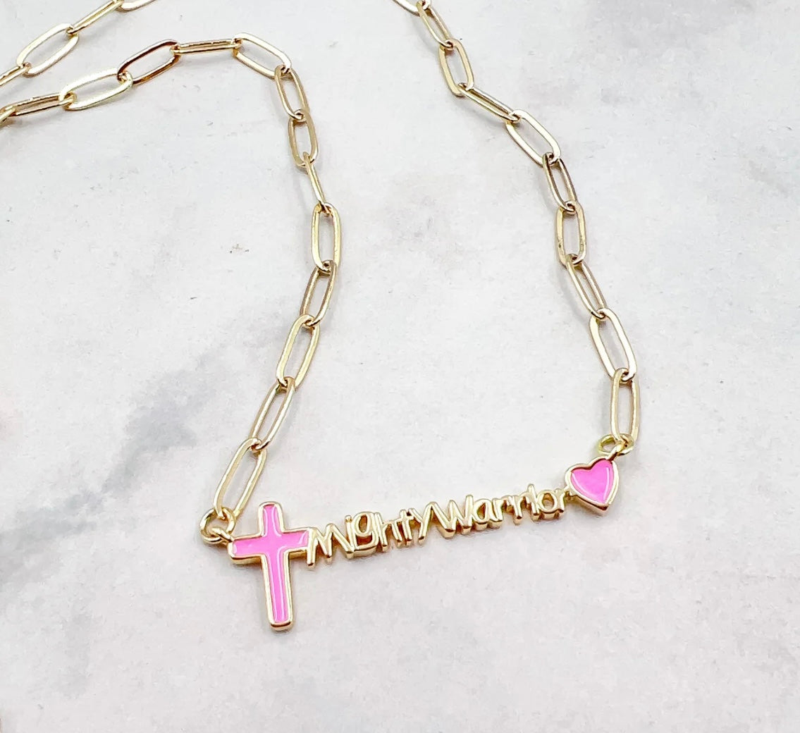 Gold & Pink Mighty Warrior Necklace