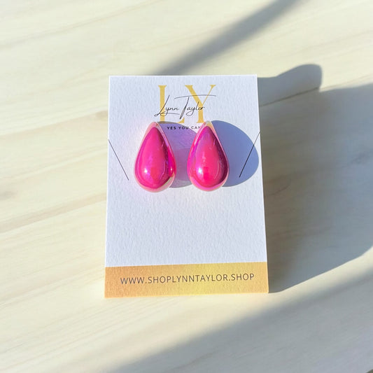 Hot Pink Teardrop Earrings