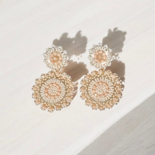 Neutral Chic Hand Beaded Earings